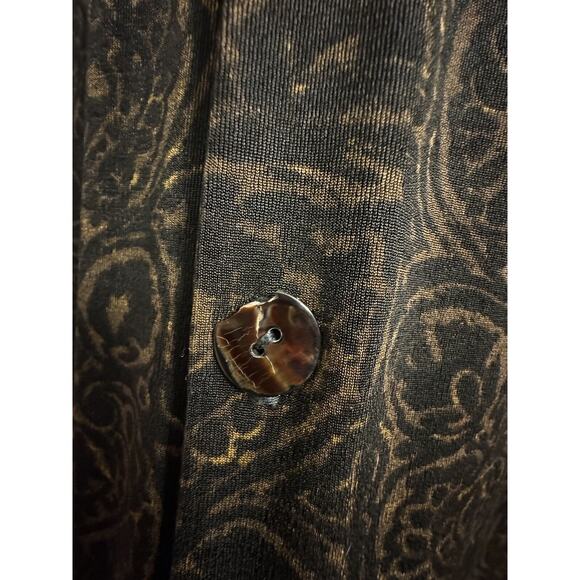 Chicos Travelers Cardigan Tank Set Sz 1 Brown Black Damask Broken Button - Picture 6 of 8